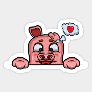 Pig Cartoon With Loving Face Expression Sticker